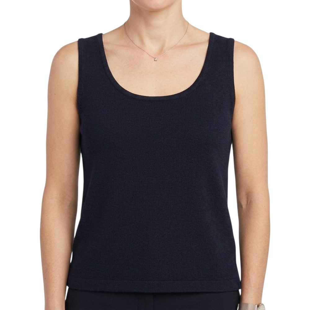 St. John Black Classic Knit‎ Stitch  Shell Sleeveless Cami Tank Size M